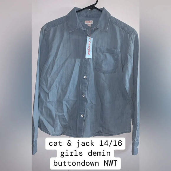 Cat & Jack Denim longsleeve 14/16 NWT - Picture 1 of 4
